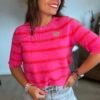 Top en maille rayé fushia - Louis