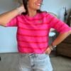 Top en maille rayé fushia - Louis