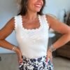 Top en maille blanc - Modèle Charlotte