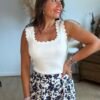 Top en maille blanc - Modèle Charlotte
