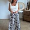 Jupe longue imprimé marine - Modèle Juline