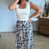 Jupe longue imprimé marine - Modèle Juline