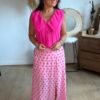 Jupe longue rose à pois - Modèle Caro