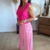 Jupe longue rose à pois - Modèle Caro
