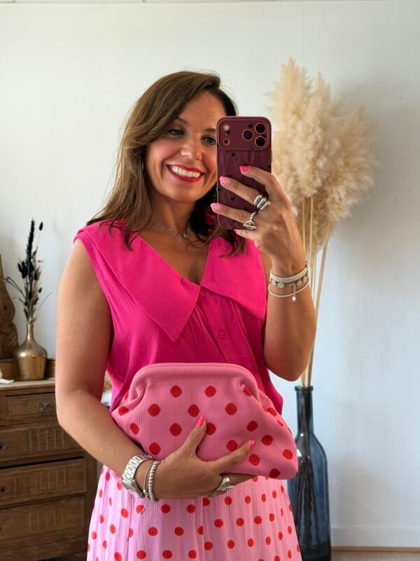 img_1250 Sac pochette rose à pois - Modèle Nina