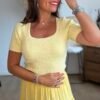 Top texturé jaune - Modèle Rylee