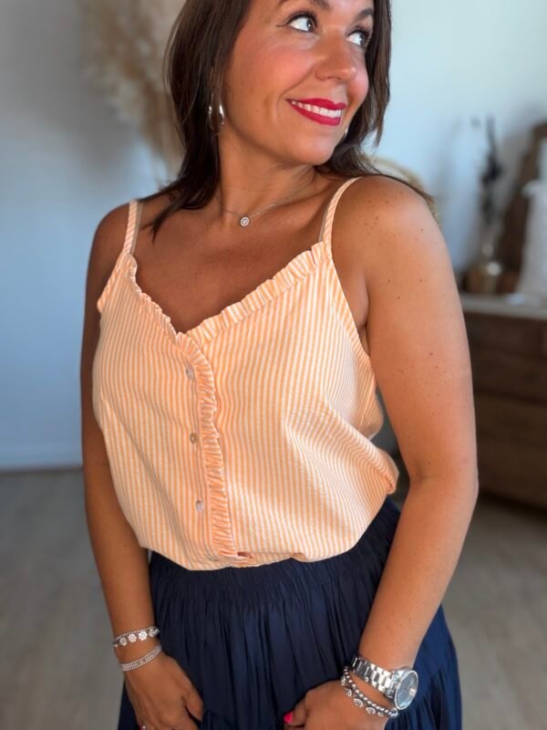 Top à rayures orange - Modèle Felicia