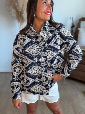 Veste marine avec broderie - Modèle Henri