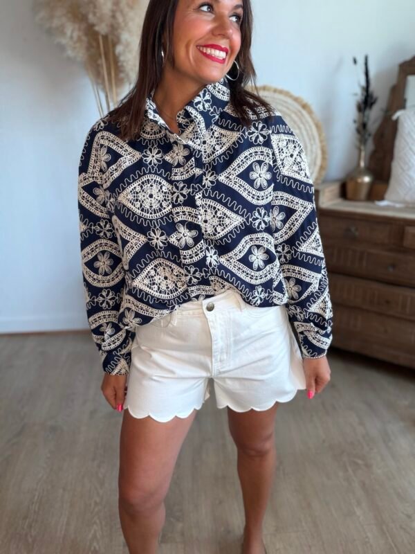 Short en jean blanc  - Modèle Fleur