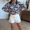 Short en jean blanc  - Modèle Fleur