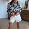 Short en jean blanc  - Modèle Fleur