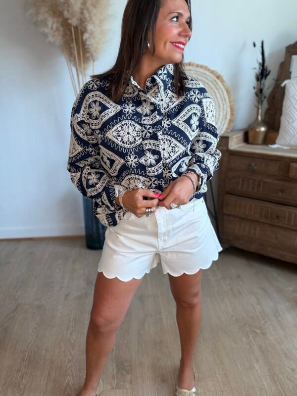 Short en jean blanc  - Modèle Fleur