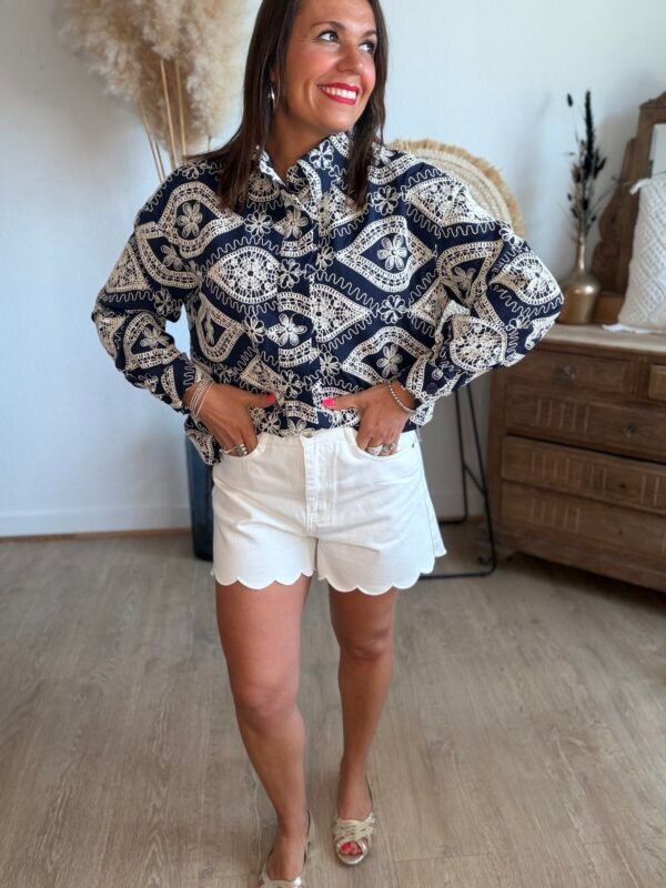 Short en jean blanc  - Modèle Fleur
