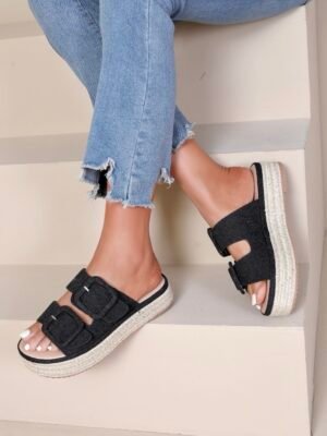 Mules espadrilles noires - Modèle Séville