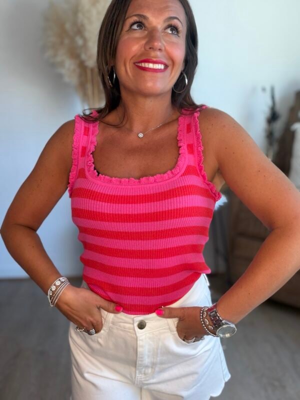 img_1786 Top à rayures fushia rouge - Modèle Raphaelle