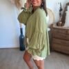 Blouse unie kaki clair - Modèle Liam