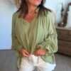 Blouse unie kaki clair - Modèle Liam