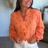 Chemise gaze de coton orange - Modèle Carter