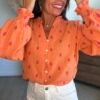 Chemise gaze de coton orange - Modèle Carter