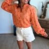 Chemise gaze de coton orange - Modèle Carter