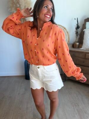 Chemise gaze de coton orange - Modèle Carter