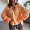 Blouse unie orange pastel - Modèle Liam