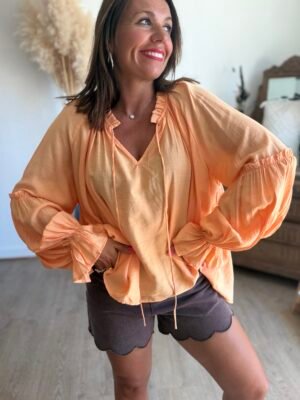 Blouse unie orange pastel - Modèle Liam