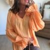 Blouse unie orange pastel - Modèle Liam