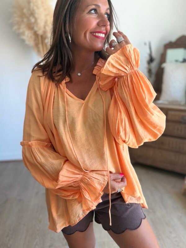 Blouse unie orange pastel - Modèle Liam