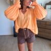 Blouse unie orange pastel - Modèle Liam