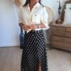 Jupe longue noire à pois - Modèle Caro