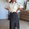 Jupe longue noire à pois - Modèle Caro