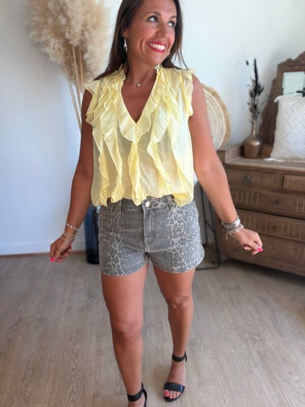 Short en jean léopard  - Modèle Noura