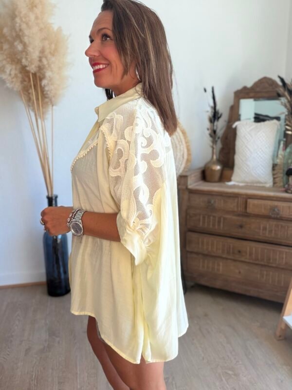 Chemise jaune pastel avec broderie - Modèle Angelo