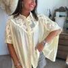 Chemise jaune pastel avec broderie - Modèle Angelo