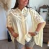 Chemise jaune pastel avec broderie - Modèle Angelo