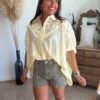 Chemise jaune pastel avec broderie - Modèle Angelo