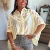 Chemise jaune pastel avec broderie - Modèle Angelo