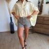 Chemise jaune pastel avec broderie - Modèle Angelo