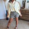 Chemise jaune pastel avec broderie - Modèle Angelo