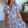 Robe imprimée faïence - Modèle Sarah