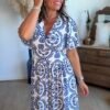 Robe imprimée faïence - Modèle Sarah