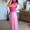 Jupe longue rose  - Modèle Julia