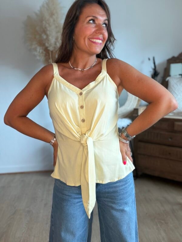 Top à noeud jaune - Modèle Carla