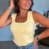 Top en maille jaune pastel - Modèle Charlotte