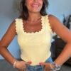 Top en maille jaune pastel - Modèle Charlotte