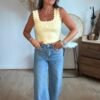 Top en maille jaune pastel - Modèle Charlotte