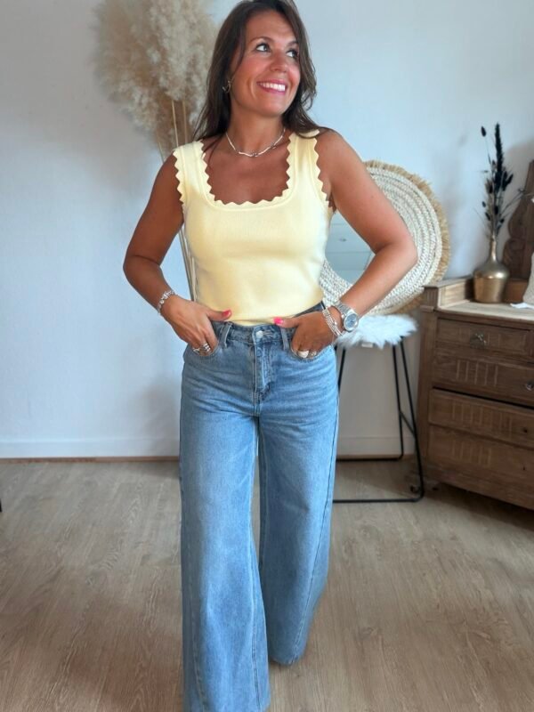 Top en maille jaune pastel - Modèle Charlotte