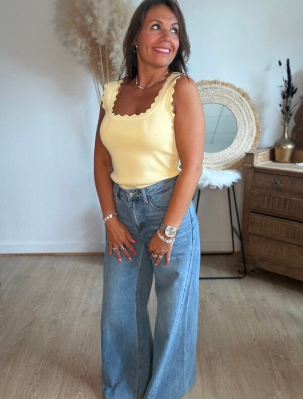 Top en maille jaune pastel - Modèle Charlotte