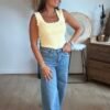 Top en maille jaune pastel - Modèle Charlotte